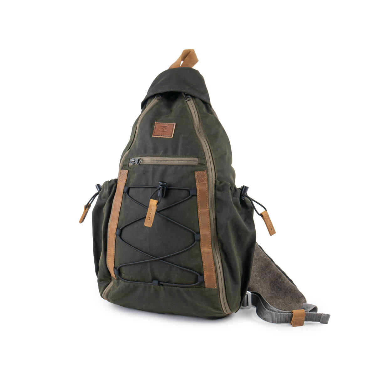 Shoulder Bag "Querkopf",  waxed cotton, olive