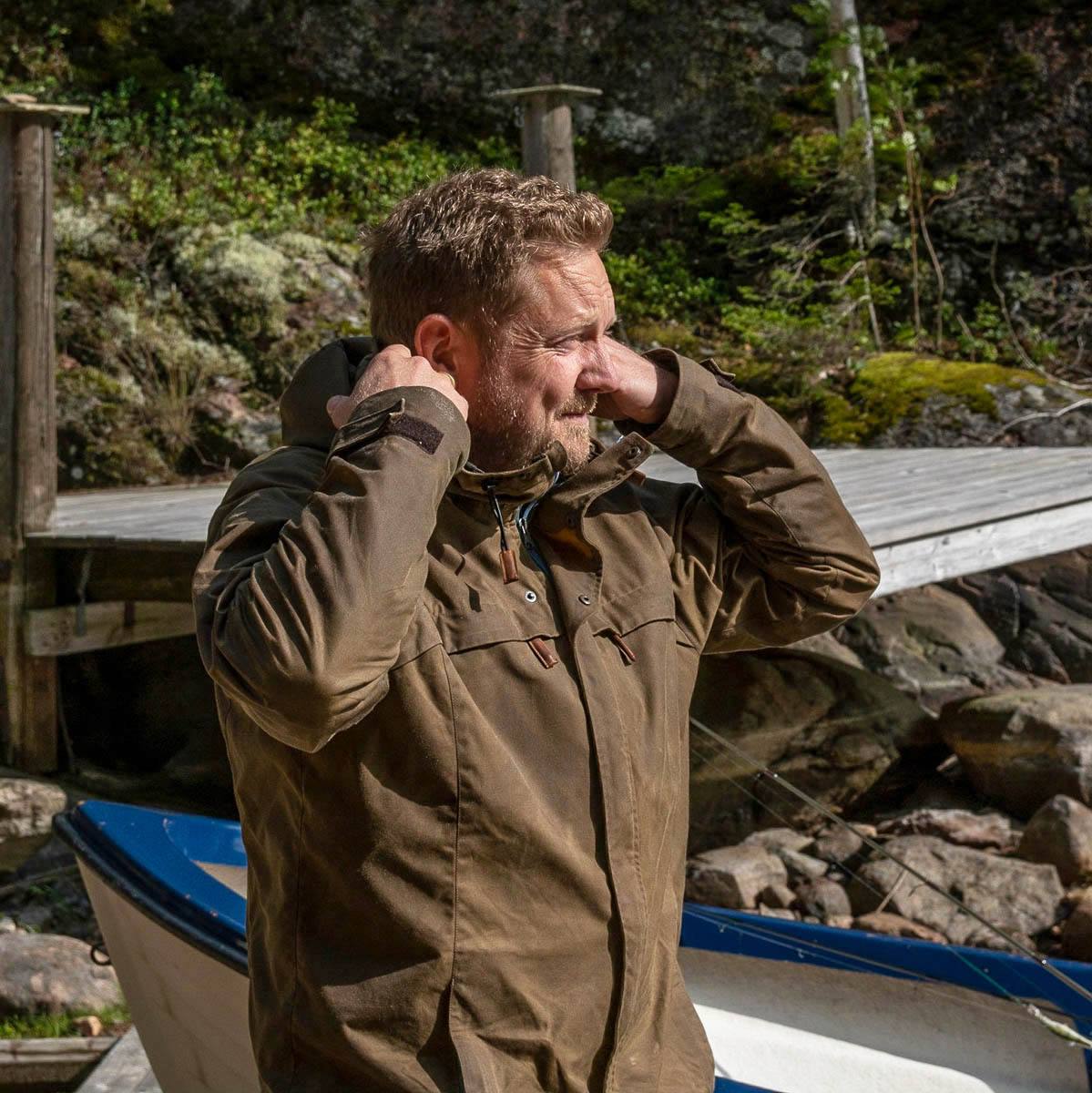 STEINKAUZ Wachsjacke REGENSEGEN Khaki