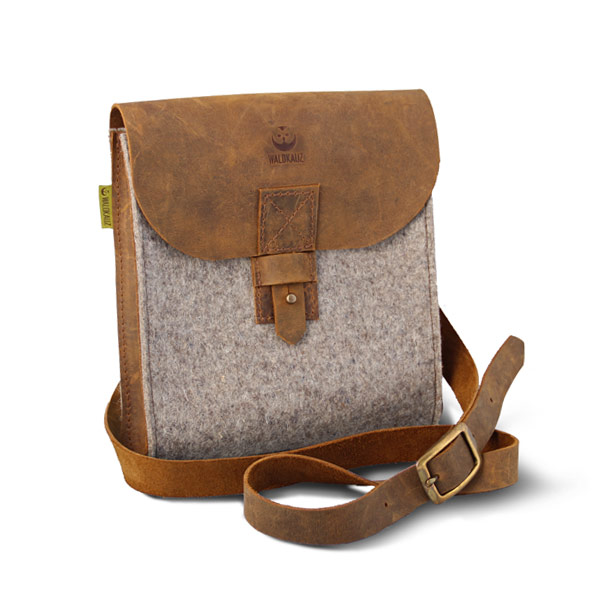 Hochkant-Filztasche mit Lederdeckel