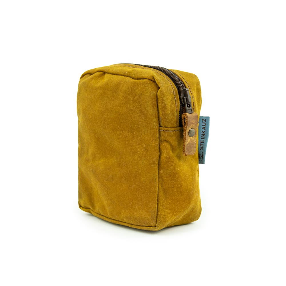 Modulus Reißverschlusstasche - Waxed Cotton klein - Safran
