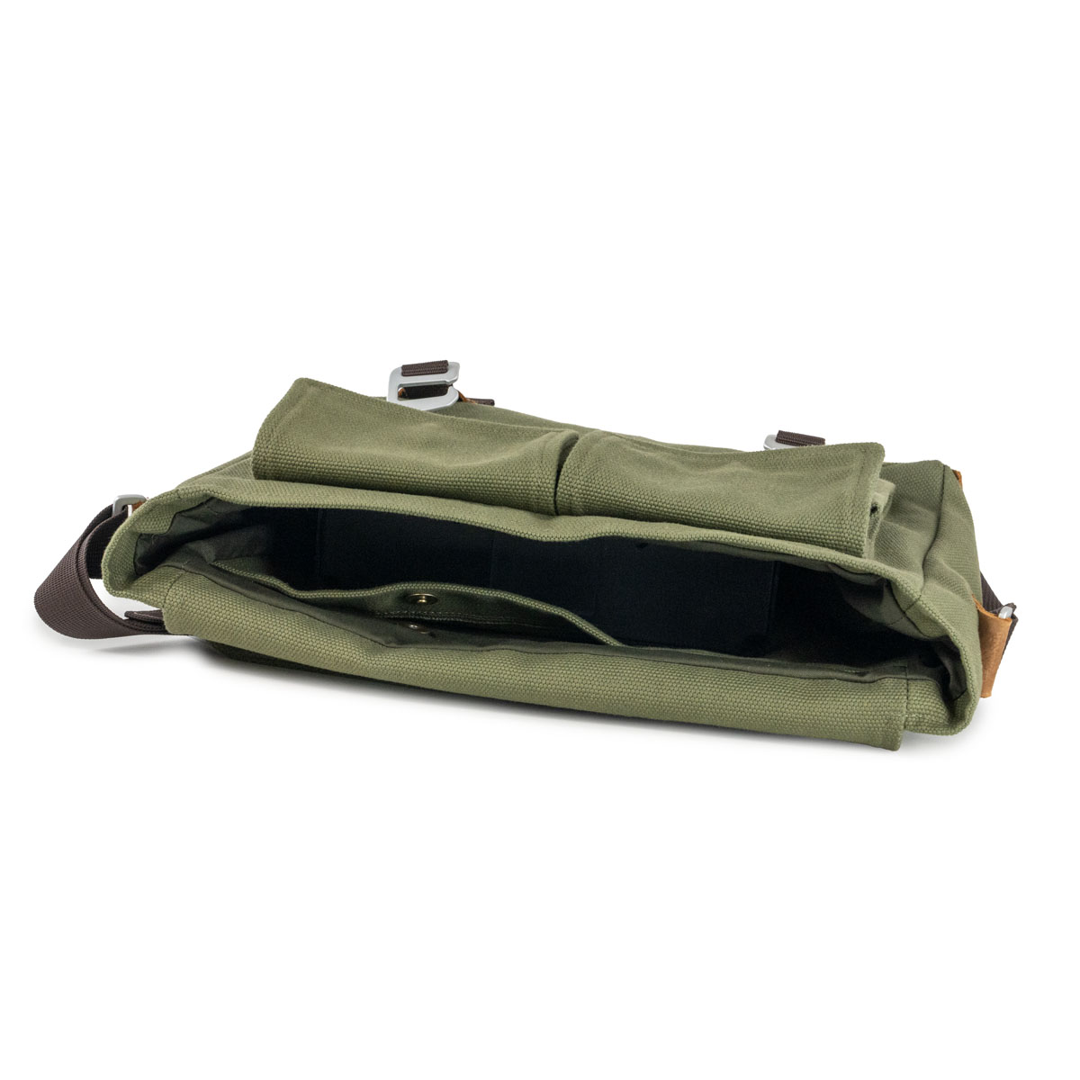 Safari bag in canvas and nubuck leather - olive