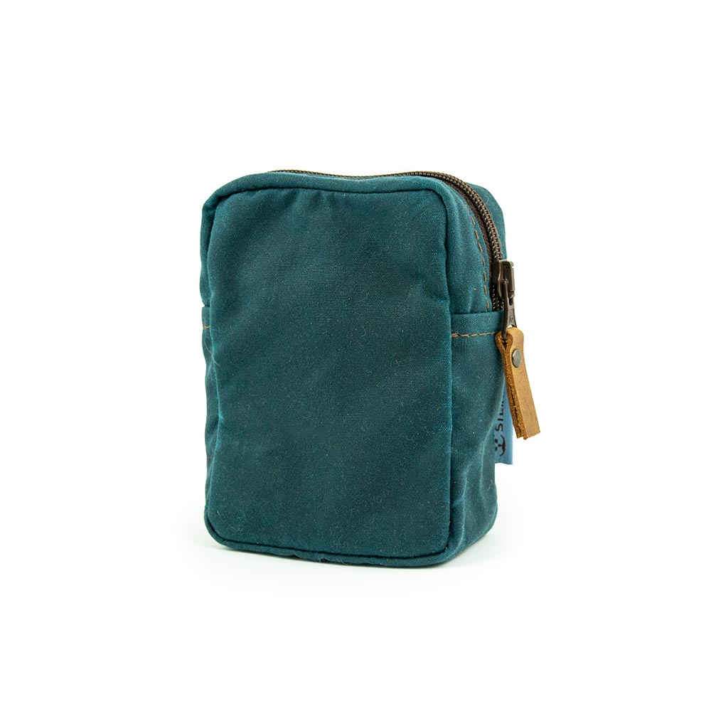 Modulus Reißverschlusstasche - Waxed Cotton klein - Petrolblau