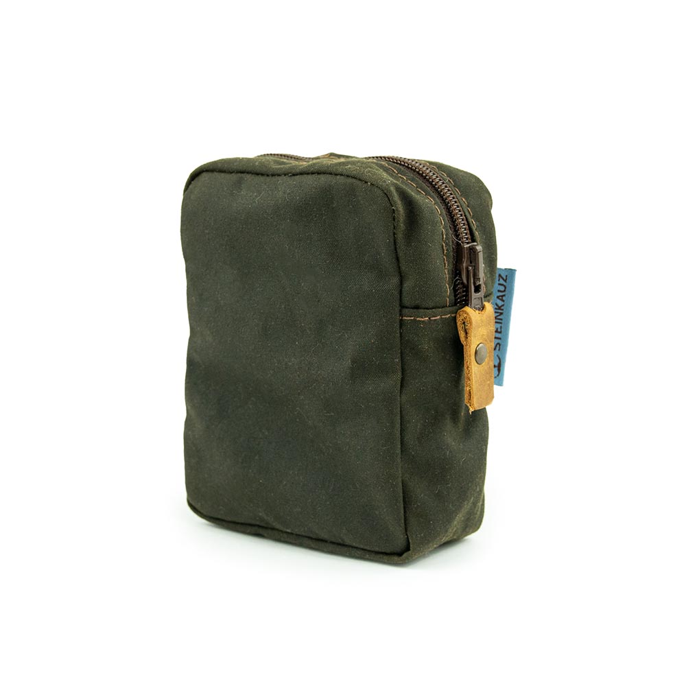 Modulus Reißverschlusstasche - Waxed Cotton klein - Oliv