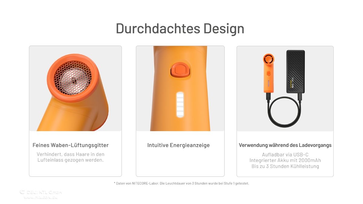 Mini-Handventilator NEF Nano, grau
